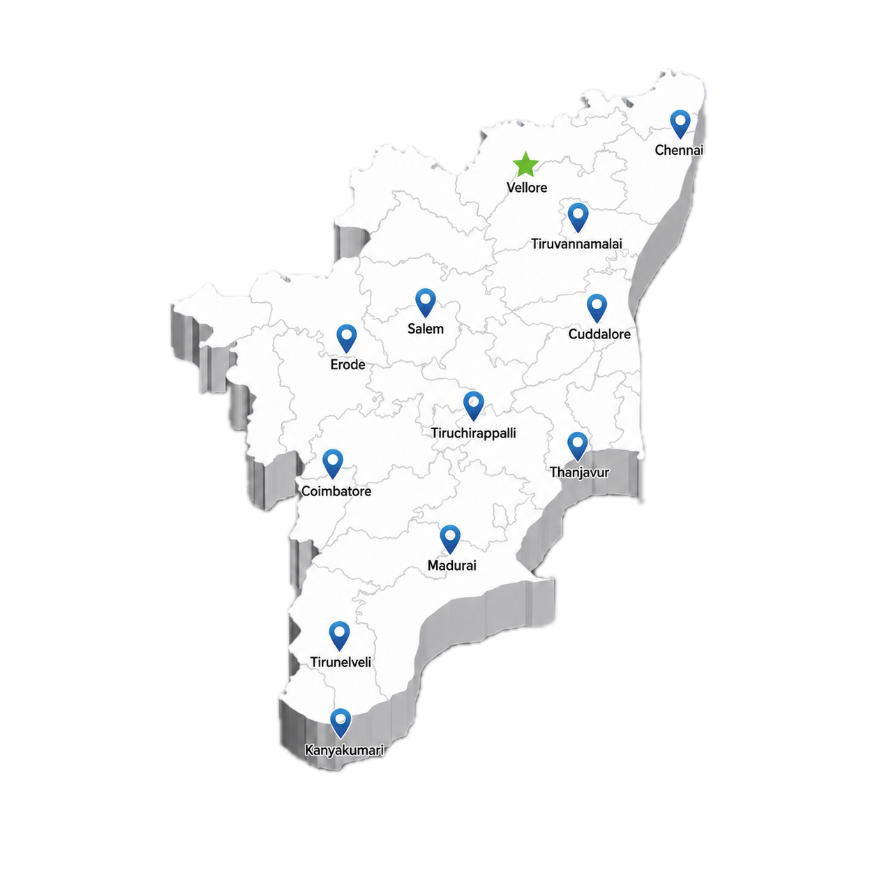 QYNTEX Water Delivery Coverage Map - Tamil Nadu